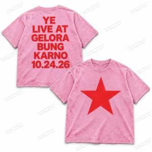 Ye Gelora Bung Karno October 24 2026 red star two-sided acid washed tee in Pink